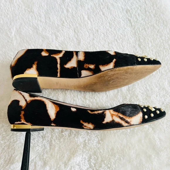 NINE WEST Pointed Toe Leopard Giraffe Cheetah Flats Size 6.5 - Picture 5 of 8